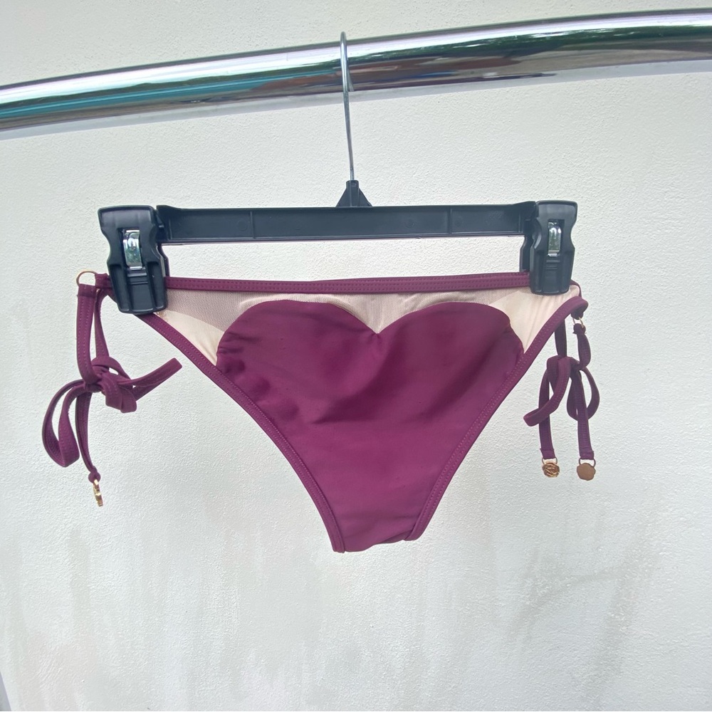 Y2K Wildfox Plum Purple & Mesh String Bikini Bottoms Size Small